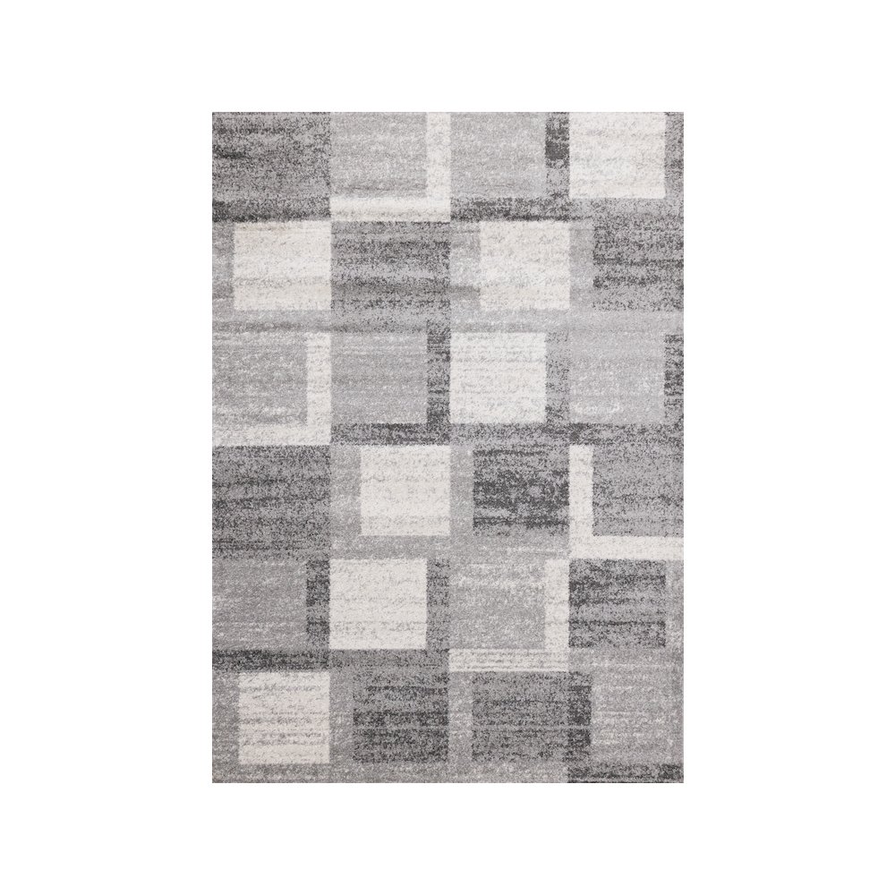 Finley Grey White Geometric Rug, 7'10" x 10'6". Picture 1