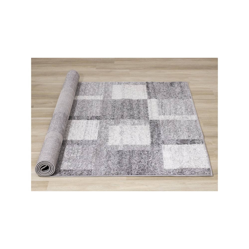 Finley Grey White Geometric Rug, 7'10" x 10'6". Picture 8