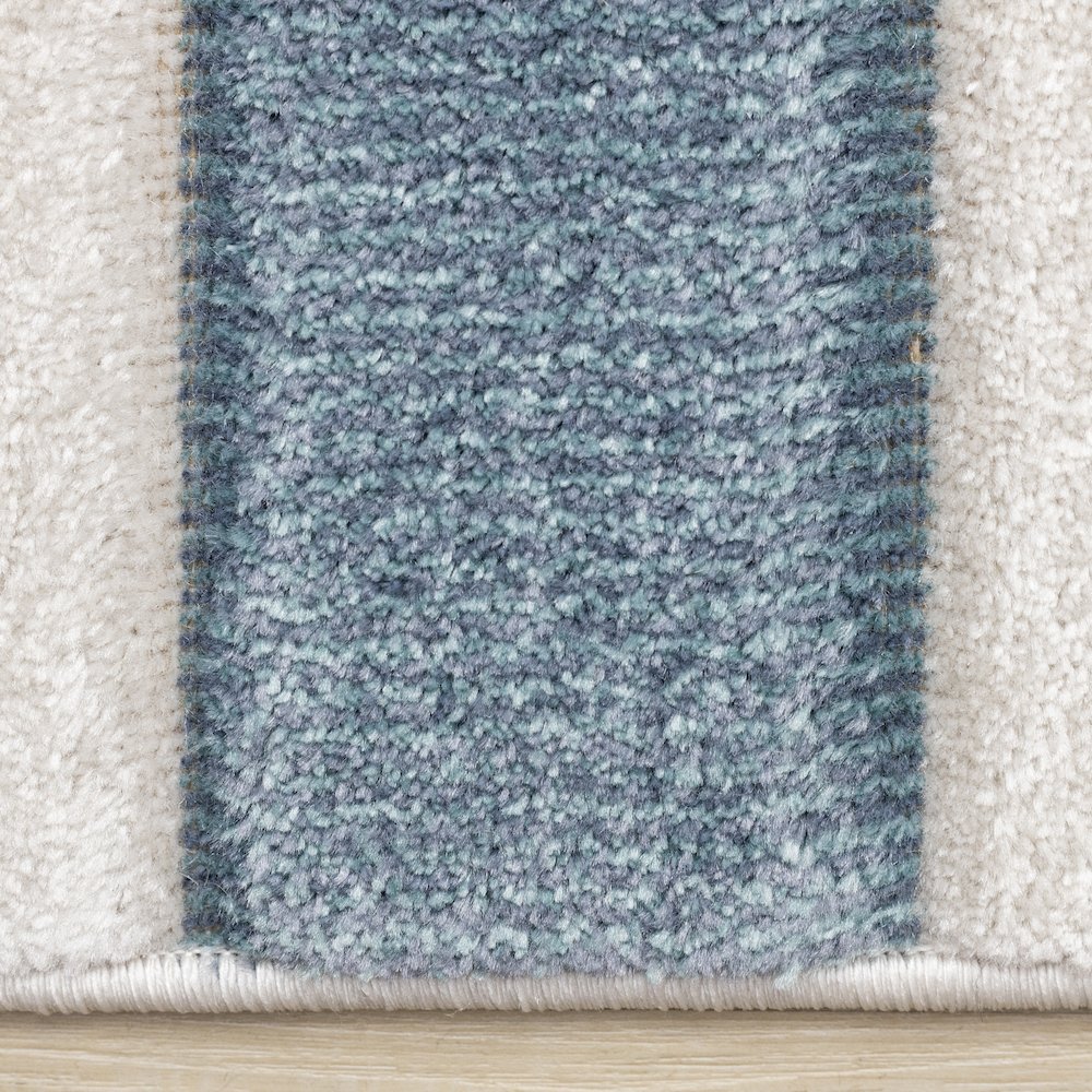 Finley Carved Modern Rectangles Blue White Textured Area Rug. Picture 10