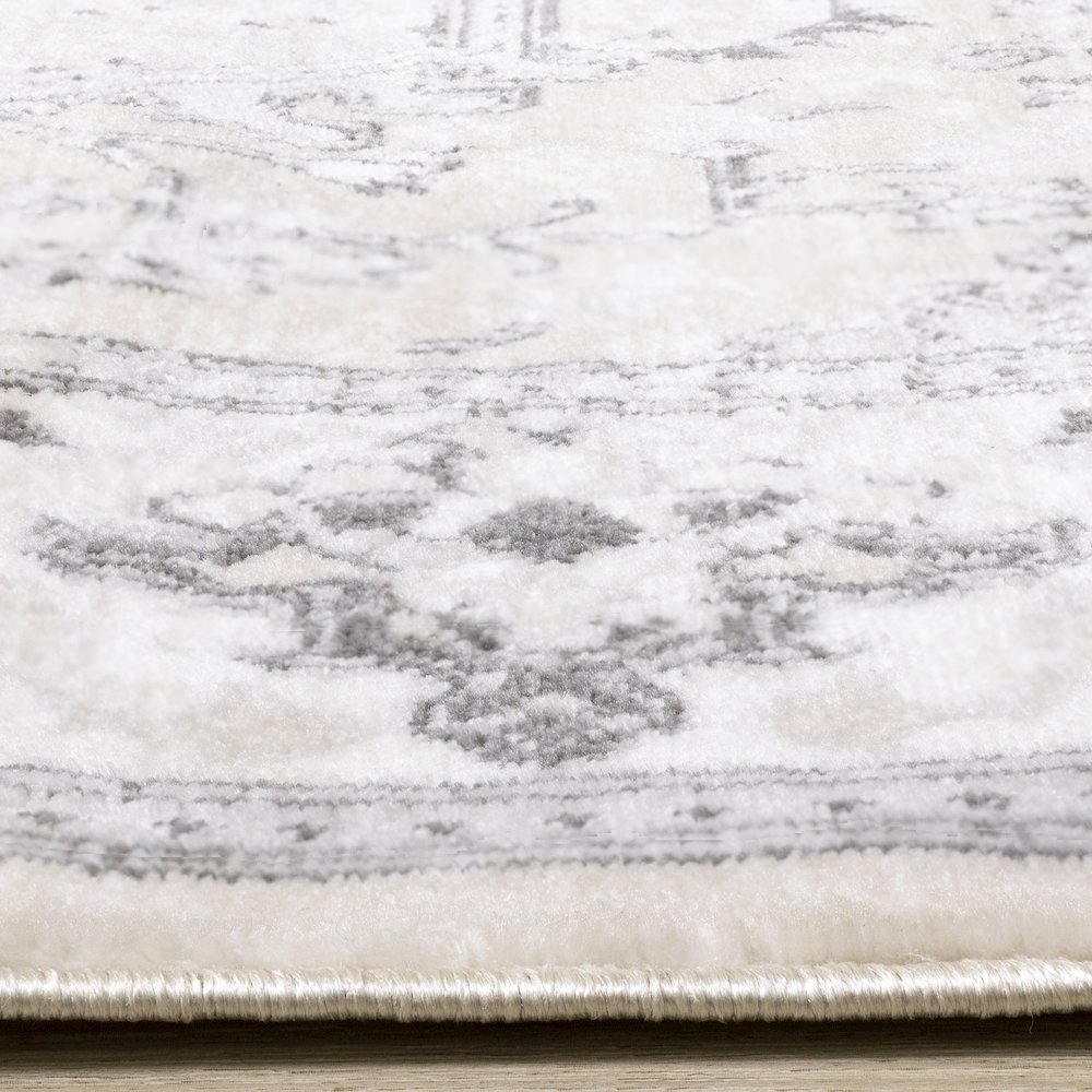 Beige and Grey Border Large Carpet, Classic Traditional 7x10 Area Rug. Picture 5