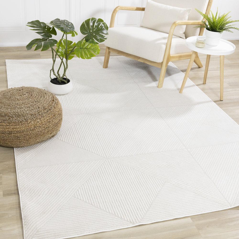 Holly Light Cream Diamond Block Pattern Soft Textured Area Rug, 6'7" x 9'6". Picture 2