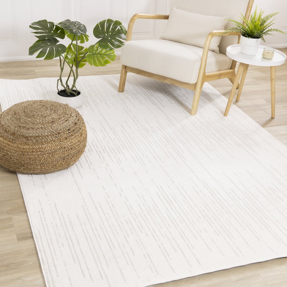Holly Cream Patterned Lines Soft Indoor Area Rug, 7'10" x 10'6". Picture 2