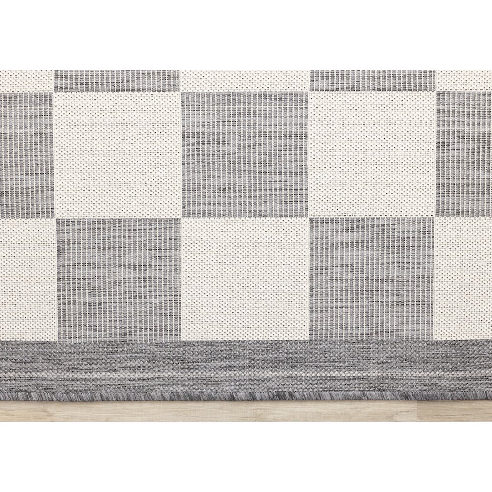 Jewel Grey Cream Border Indoor/Outdoor Area Rug, 6'7" x 9'6". Picture 9