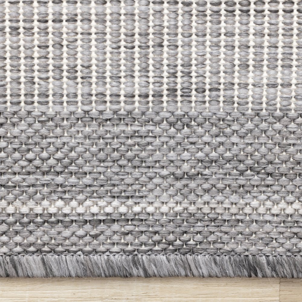 Jewel Grey Cream Border Indoor/Outdoor Area Rug, 6'7" x 9'6". Picture 10