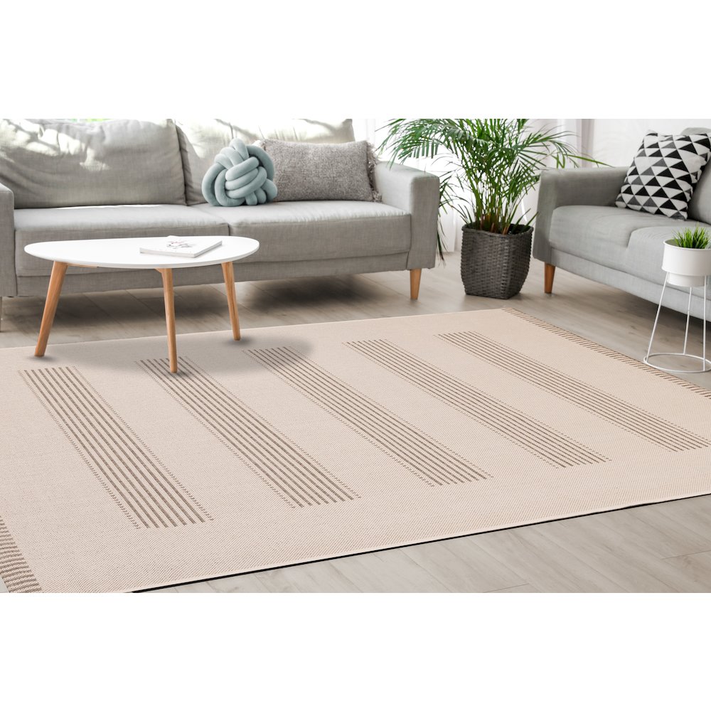 Beige 6x9 Rug with Modern Striped Design, Neutral Area Rug for Home. Picture 3