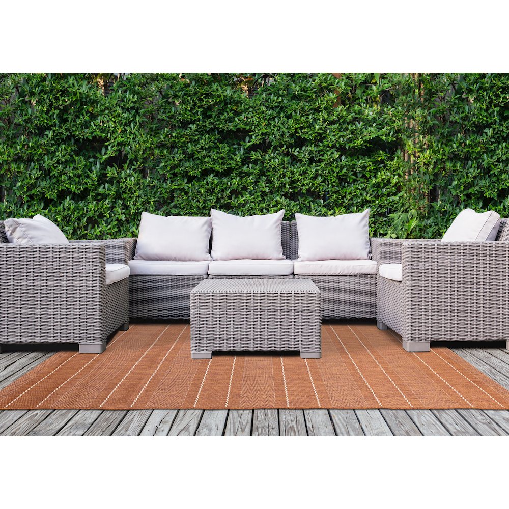 Jewel Terra White Striped Indoor/Outdoor Area Rug. Picture 3
