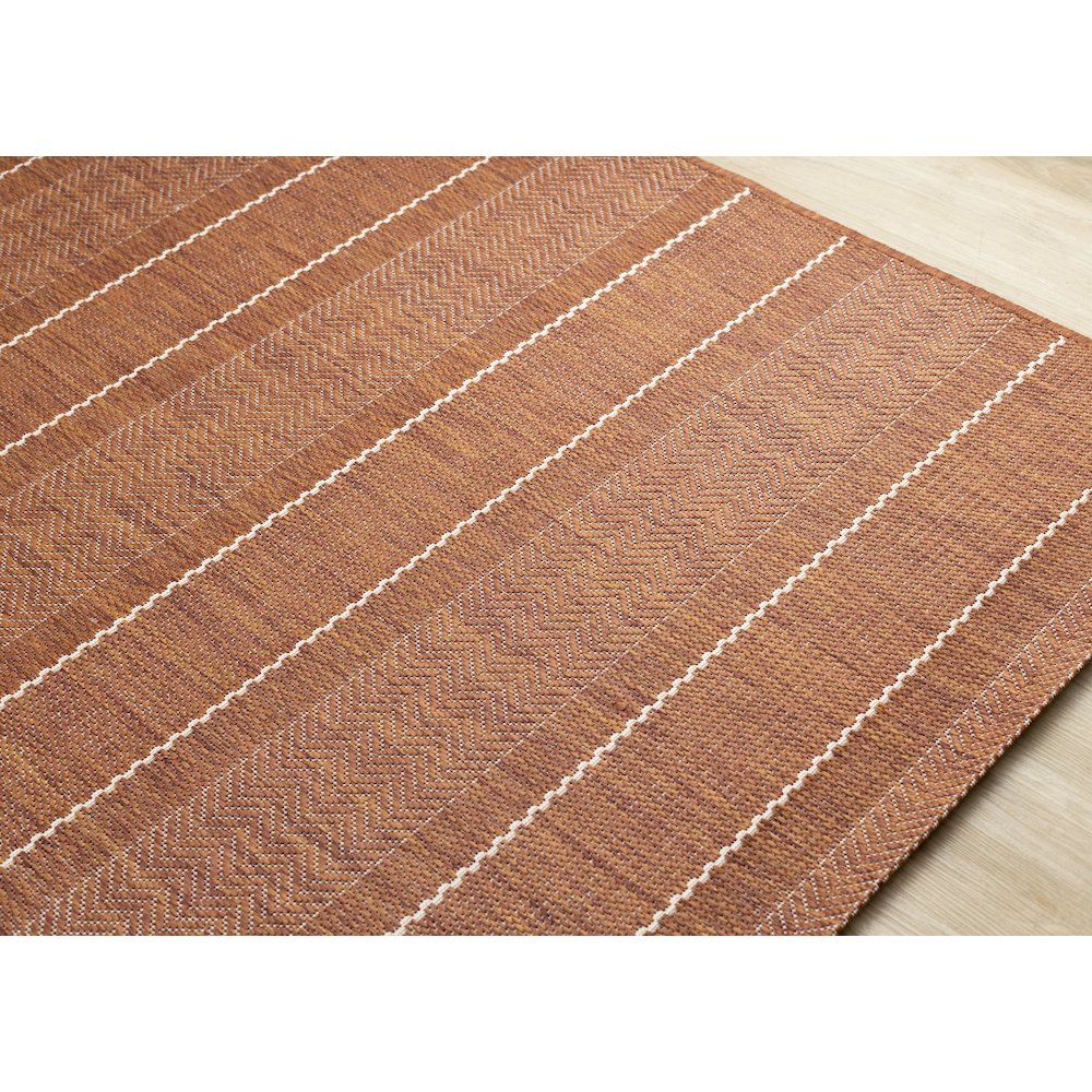 Jewel Terra White Striped Indoor/Outdoor Area Rug. Picture 4