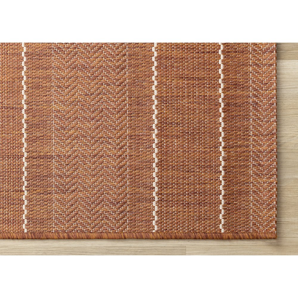Jewel Terra White Striped Indoor/Outdoor Area Rug. Picture 6