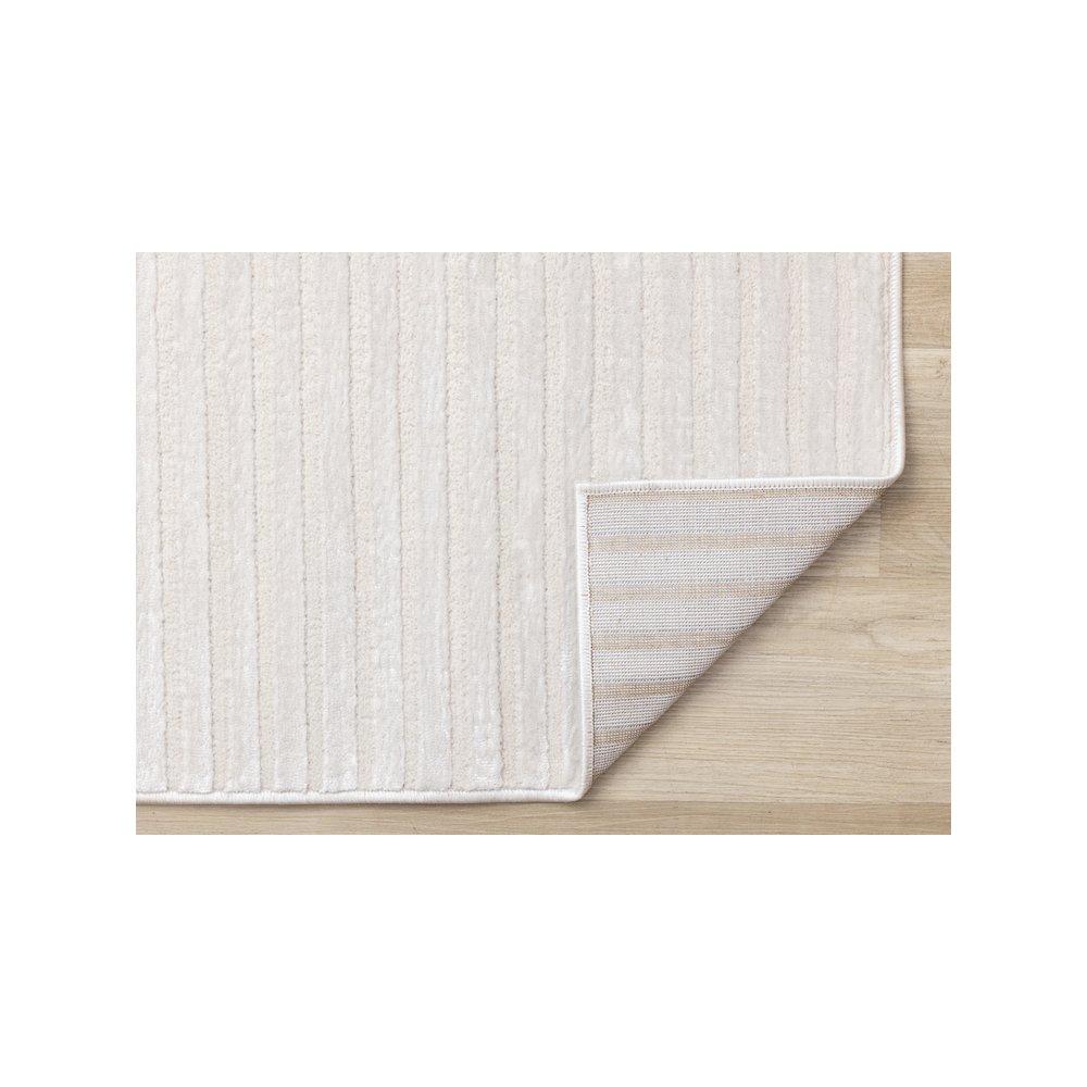 Logan Modern Curved Lines Soft Cream Textured Area Rug, 7'10'' x 10'6''. Picture 7