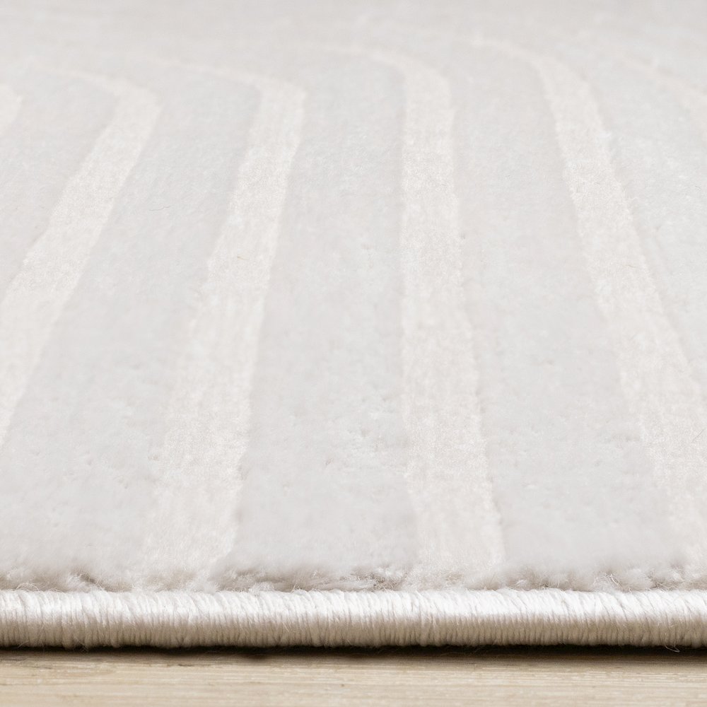 Logan Modern Curved Lines Soft Cream Textured Area Rug, 7'10'' x 10'6''. Picture 5