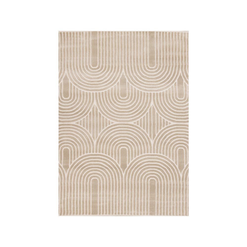 Logan Modern Geometric Cream Beige Area Rug, 6'7" x 9'6". Picture 1