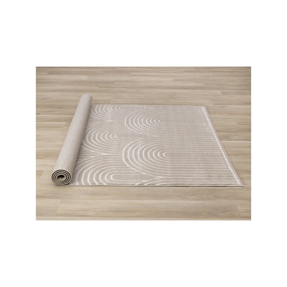 Logan Modern Geometric Cream Beige Area Rug, 6'7" x 9'6". Picture 8