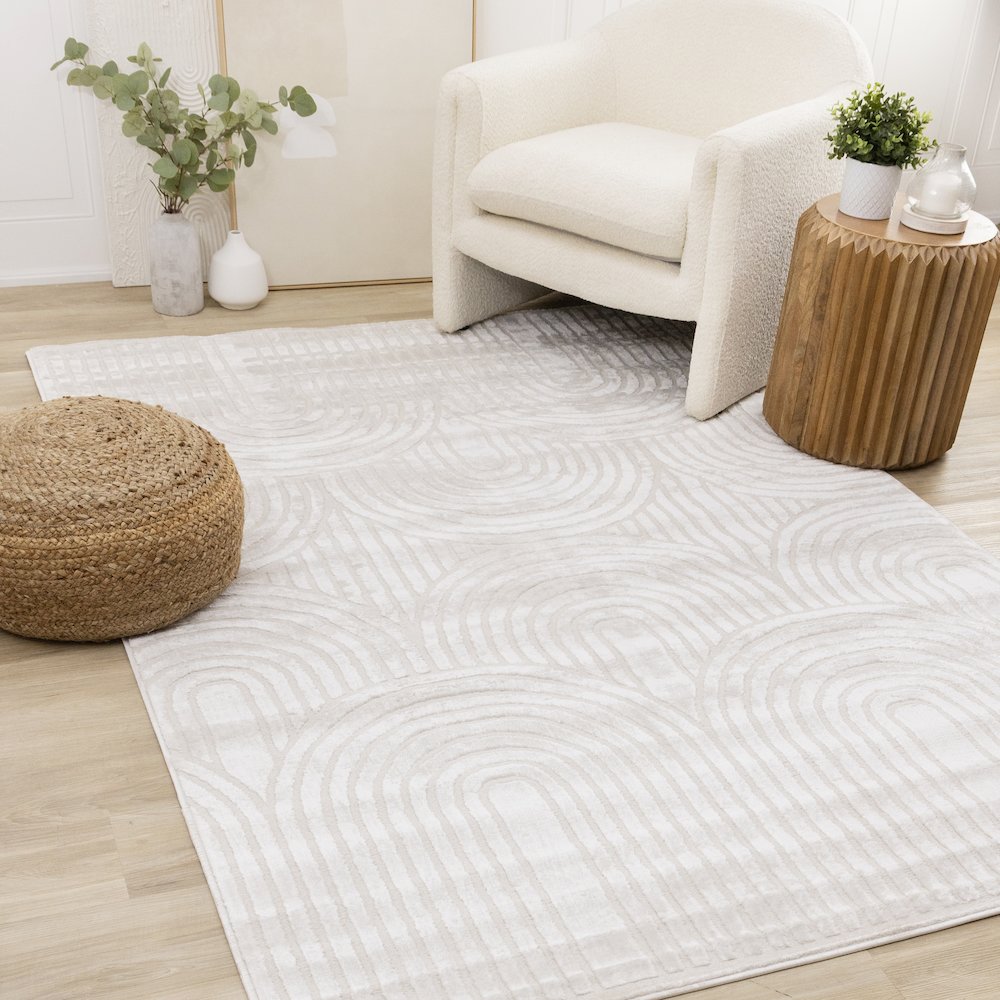 Logan Modern Geometric Cream Area Rug, 7'10'' x 10'6''. Picture 2