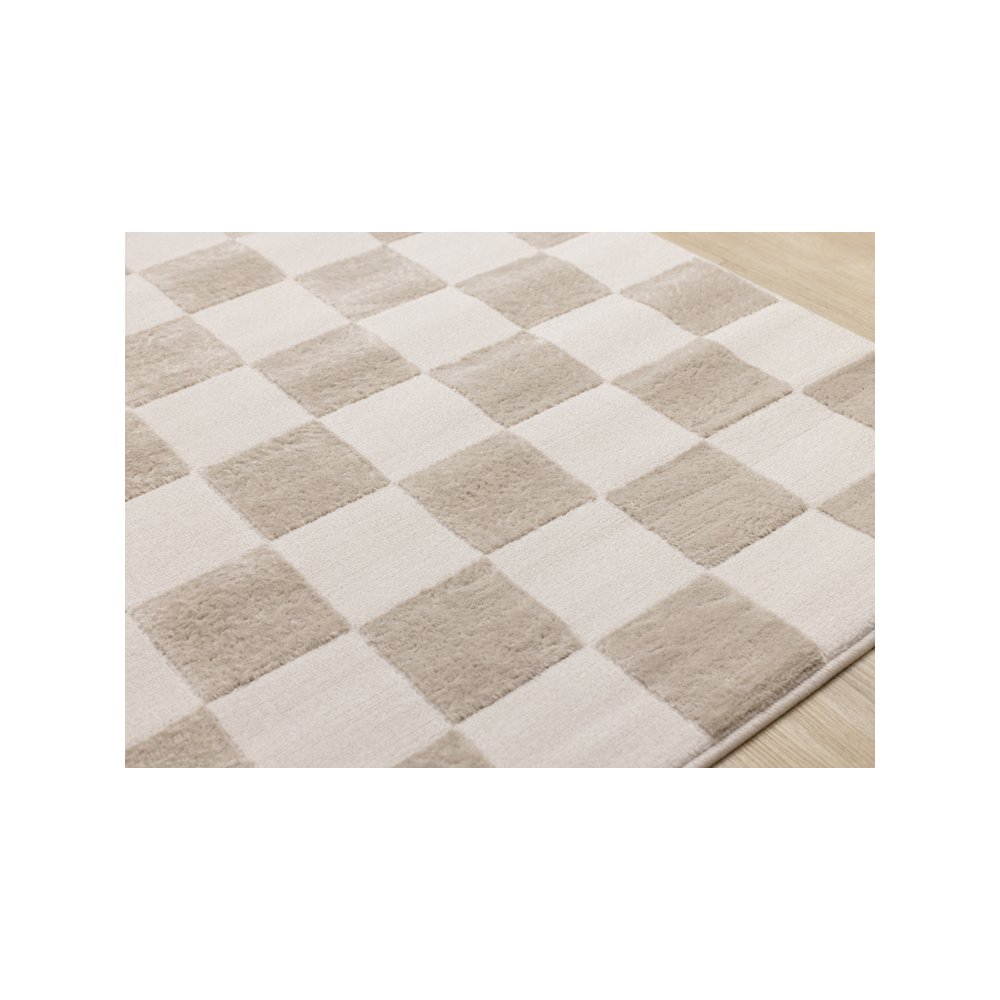 Logan Soft Beige Cream Checkered Rug, 7'10" x 10'6". Picture 4