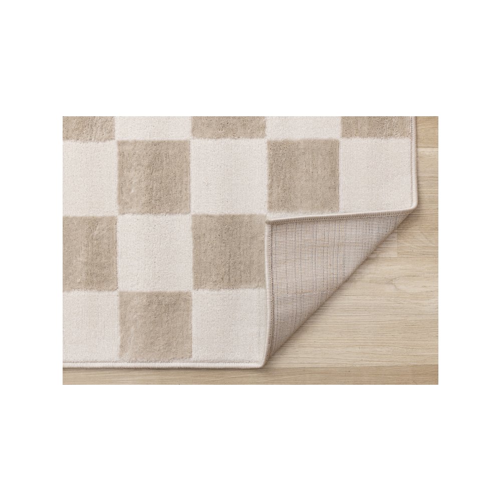 Logan Soft Beige Cream Checkered Rug, 7'10" x 10'6". Picture 7