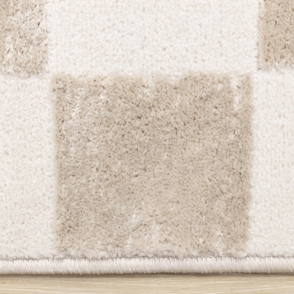 Logan Soft Beige Cream Checkered Rug, 7'10" x 10'6". Picture 10