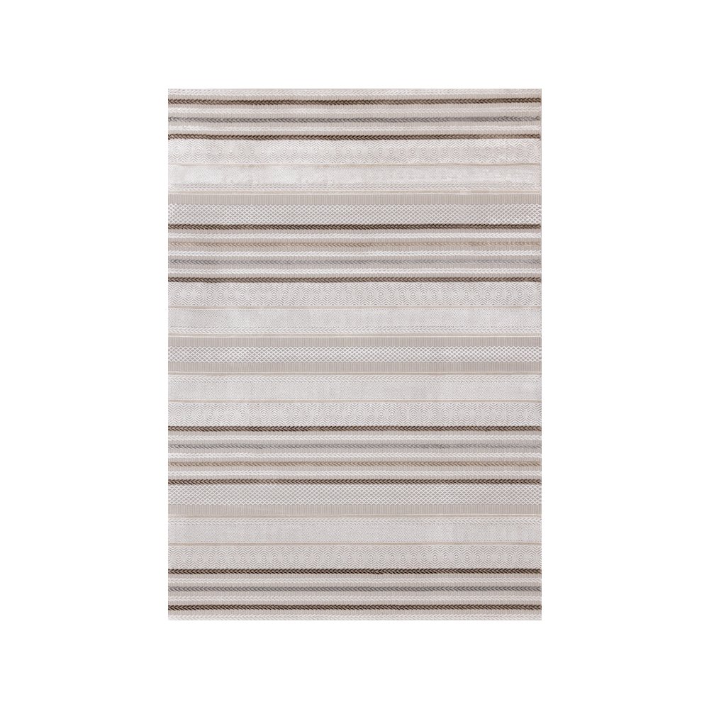 Layla Modern Grey Brown Soft Striped Rug, 7'10" x 10'6". Picture 1