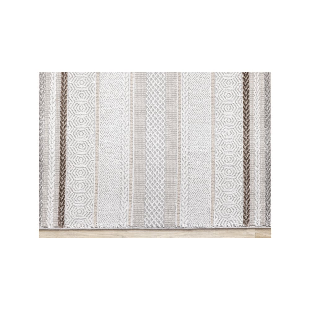 Layla Modern Grey Brown Soft Striped Rug, 7'10" x 10'6". Picture 9