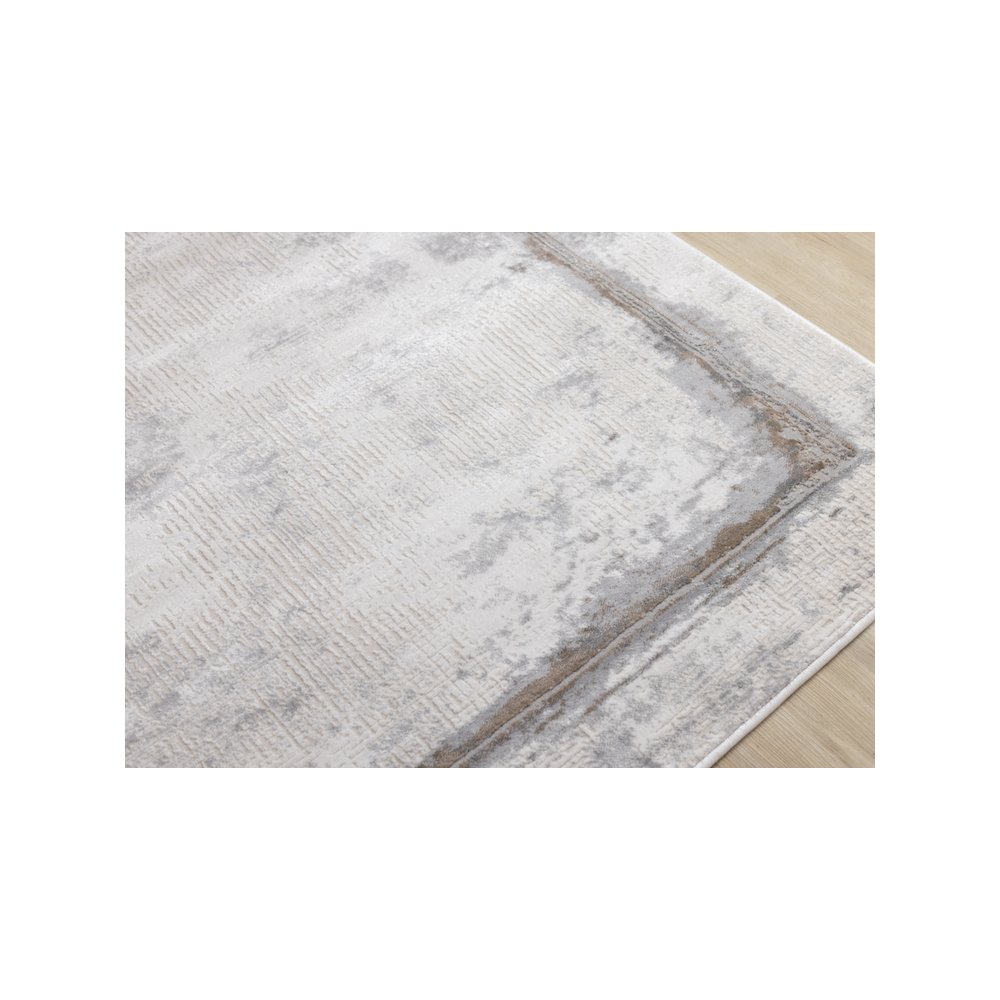 Layla Grey Black Distressed Border Rug, 7'10" x 10'6". Picture 4