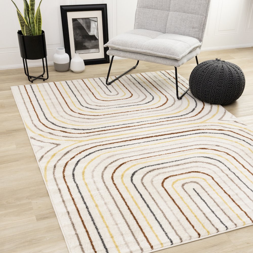 Maui Double Rainbow Multi-Colored Indoor Rug, 7'10'' x 10'6''. Picture 2