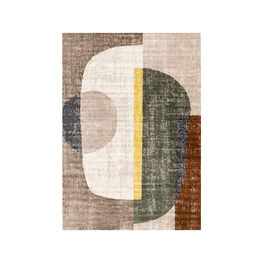 Maui Abstract Geometric Green Yellow Rug, 7'10" x 10'6". Picture 1