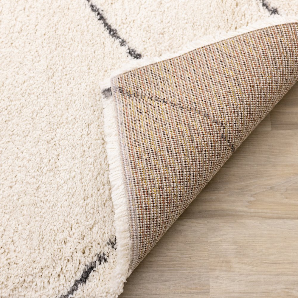 Madison Cream Grey Soft Lines Shag Rug, 7'10" x 10'10". Picture 4