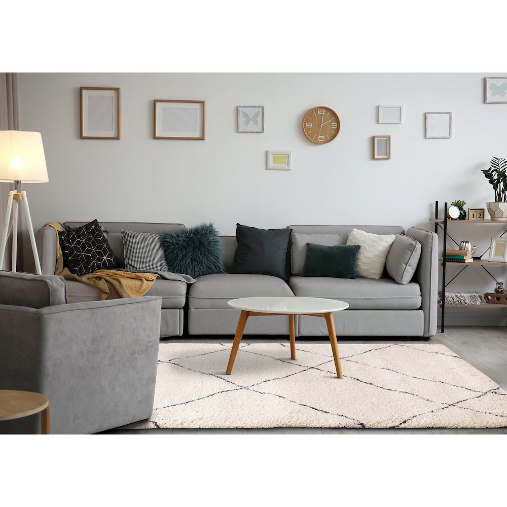 Madison Cream Grey Soft Lines Shag Rug, 7'10" x 10'10". Picture 3