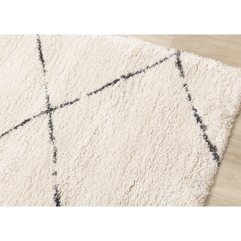 Madison Cream Grey Soft Lines Shag Rug, 7'10" x 10'10". Picture 6