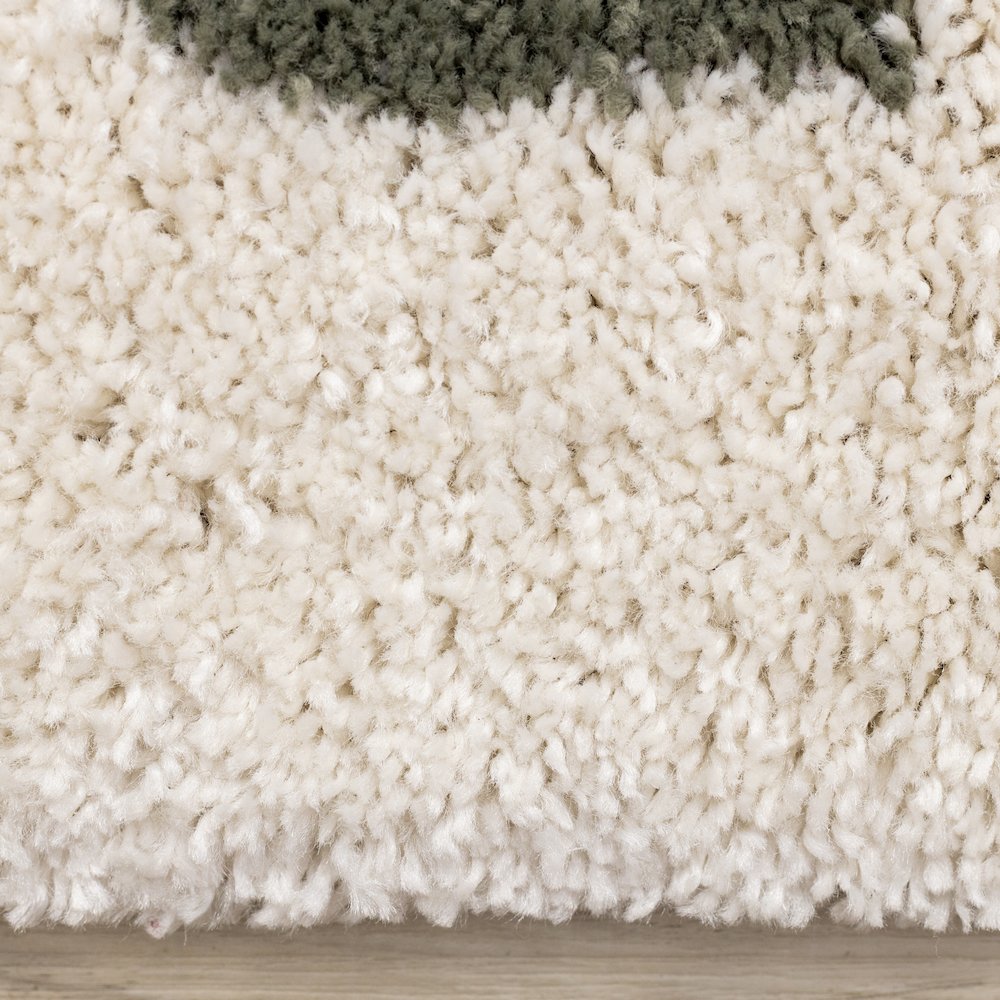 Madison Cream Green Small Checkered Shag Rug, 7'10" x 10'10". Picture 10