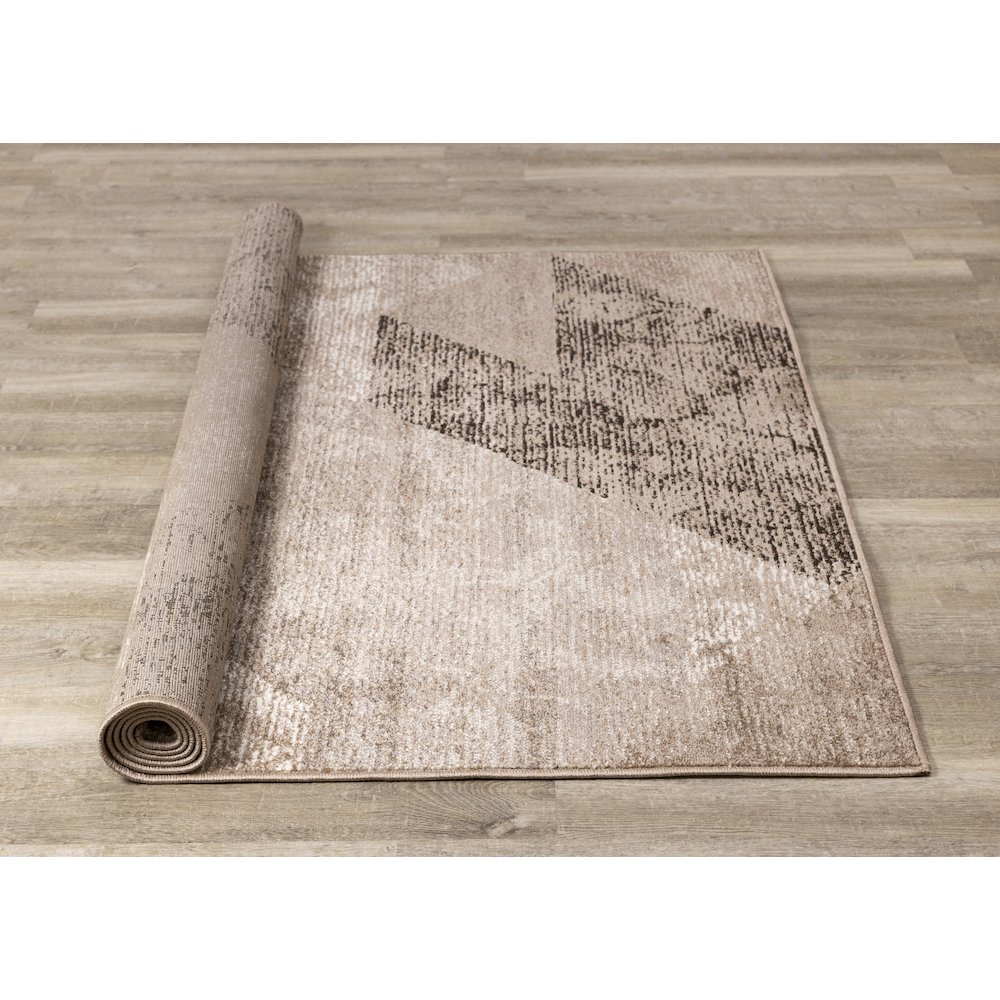 Distressed Geometric 7x10 Area Rug in Brown Taupe, Rug for Living Room. Picture 8