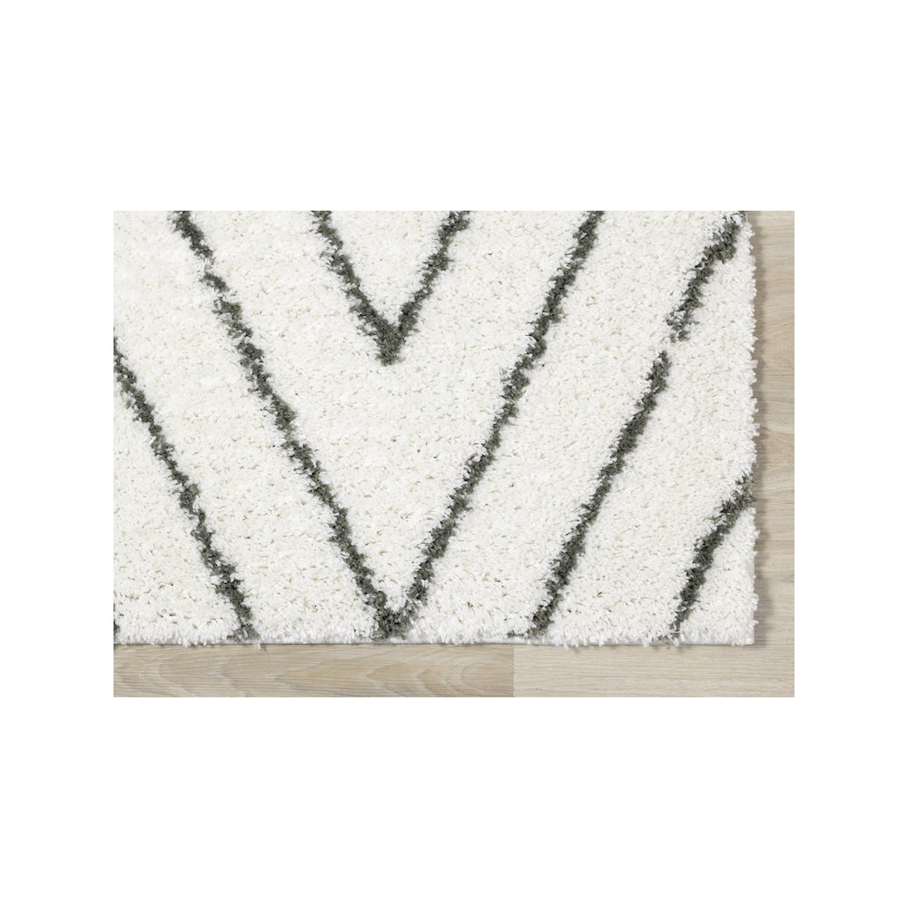 Palmer Geometric White Green Soft Shag Rug, 7'10" x 10'6". Picture 6