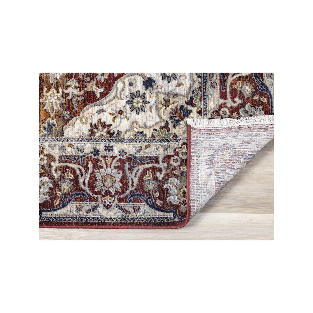 Sena Cream Red Traditional Medallion Rug, 7'10" x 10'2". Picture 7