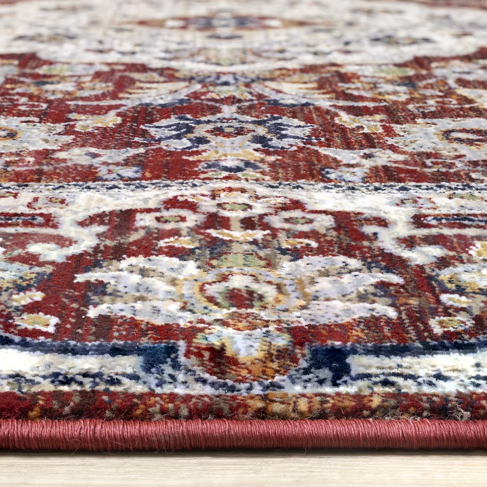 Sena Cream Red Traditional Medallion Rug, 7'10" x 10'2". Picture 5