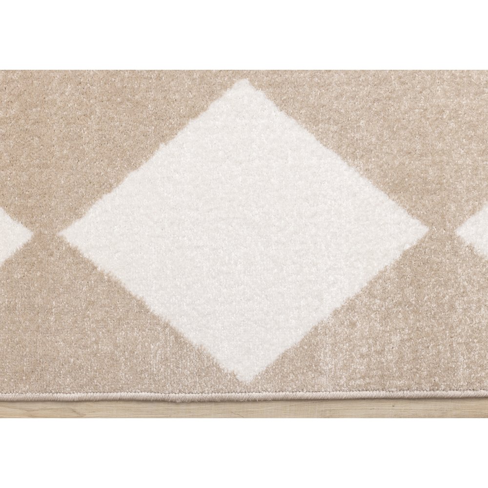 Boho Beige Cream Diamonds 7x10 Area Rug, Soft Indoor Carpet. Picture 9