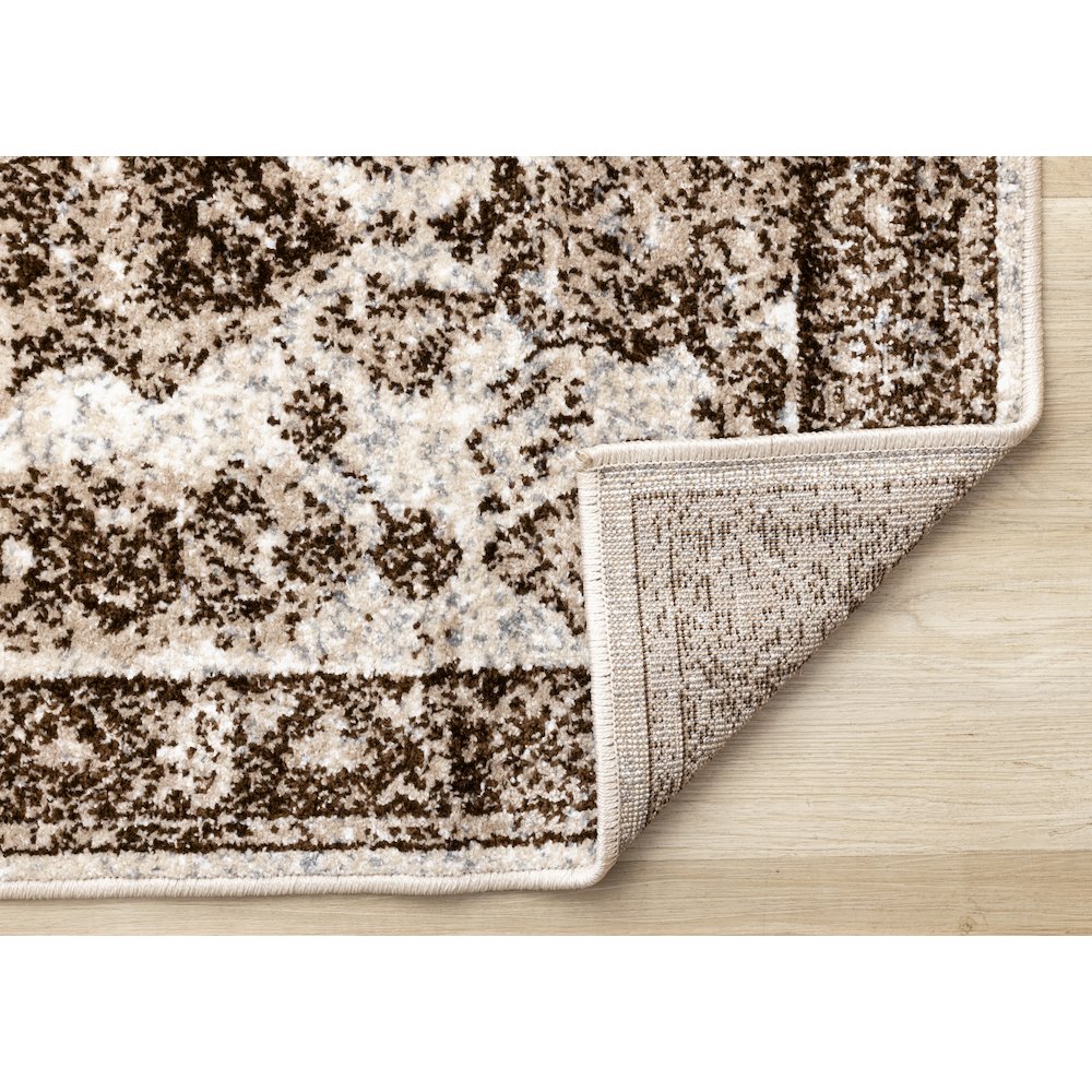 Classic Distressed Carpet in Brown Cream, 7x10 Area Rug for Large Rooms. Picture 7