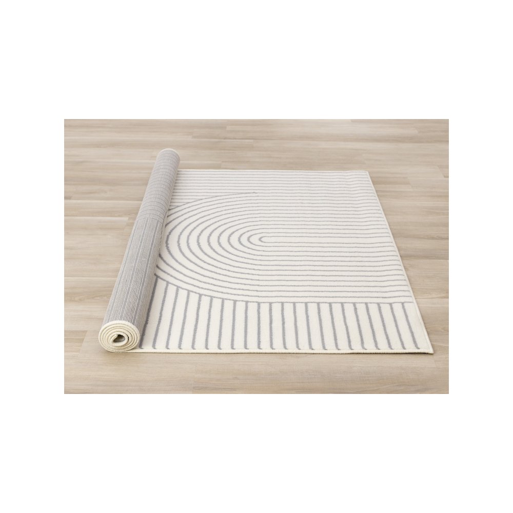 Modern 6x9 Rug in White and Grey, Soft Carpet for Living Room Spaces. Picture 8
