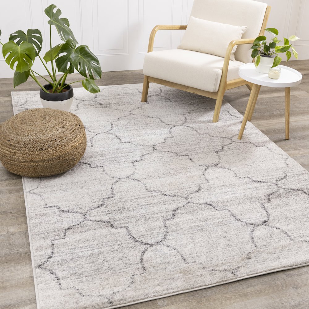 Finley Cream Grey Ogee Indoor Rug, 7'10" x 10'6". Picture 2