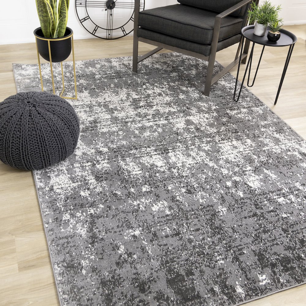 Gray Distressed Runner Rug, Washable 2x6 Accent for Hallways or Bedrooms. Picture 2