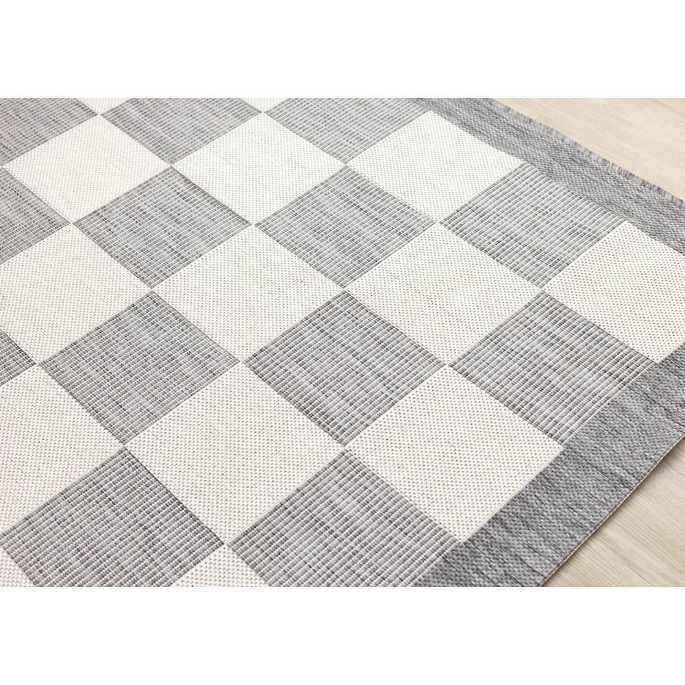 Jewel Grey Cream Border Indoor/Outdoor Area Rug, 7'10" x 10'6". Picture 4