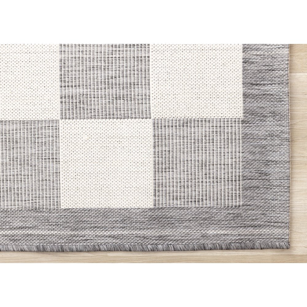 Jewel Grey Cream Border Indoor/Outdoor Area Rug, 7'10" x 10'6". Picture 6