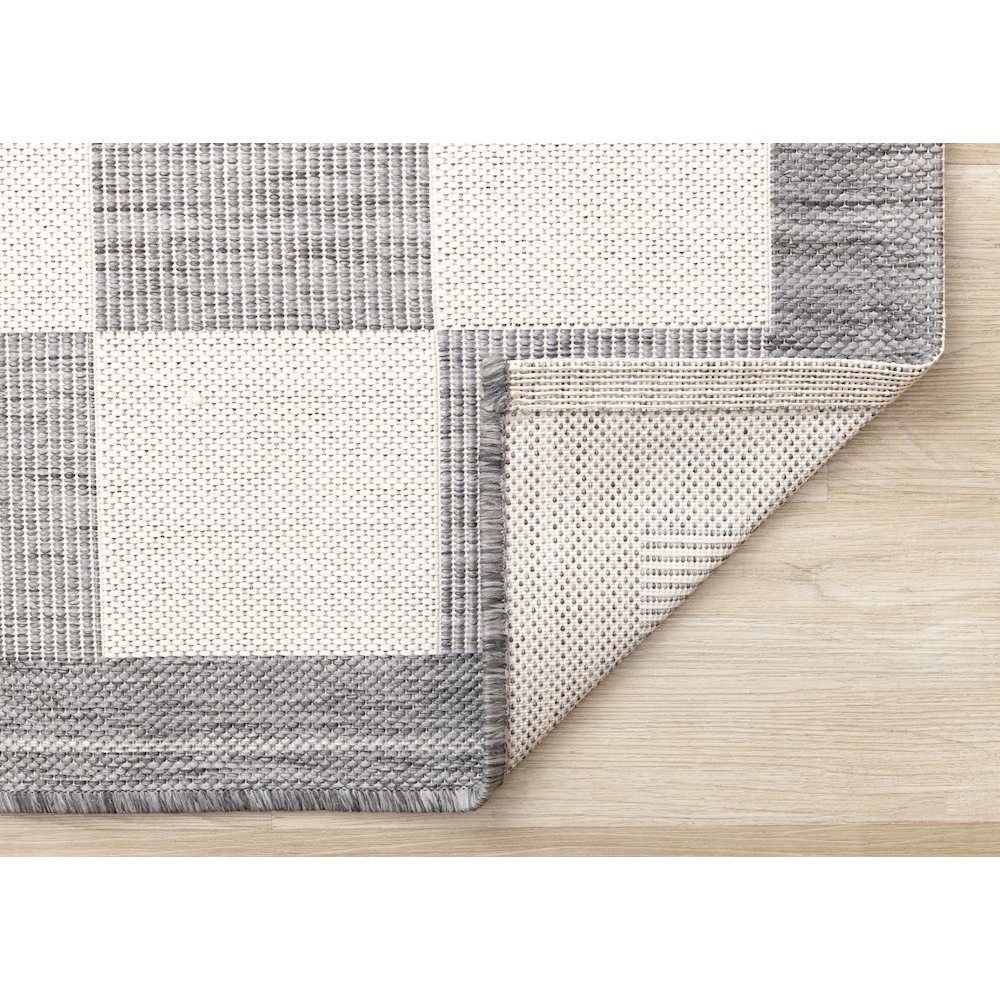 Jewel Grey Cream Border Indoor/Outdoor Area Rug, 7'10" x 10'6". Picture 7