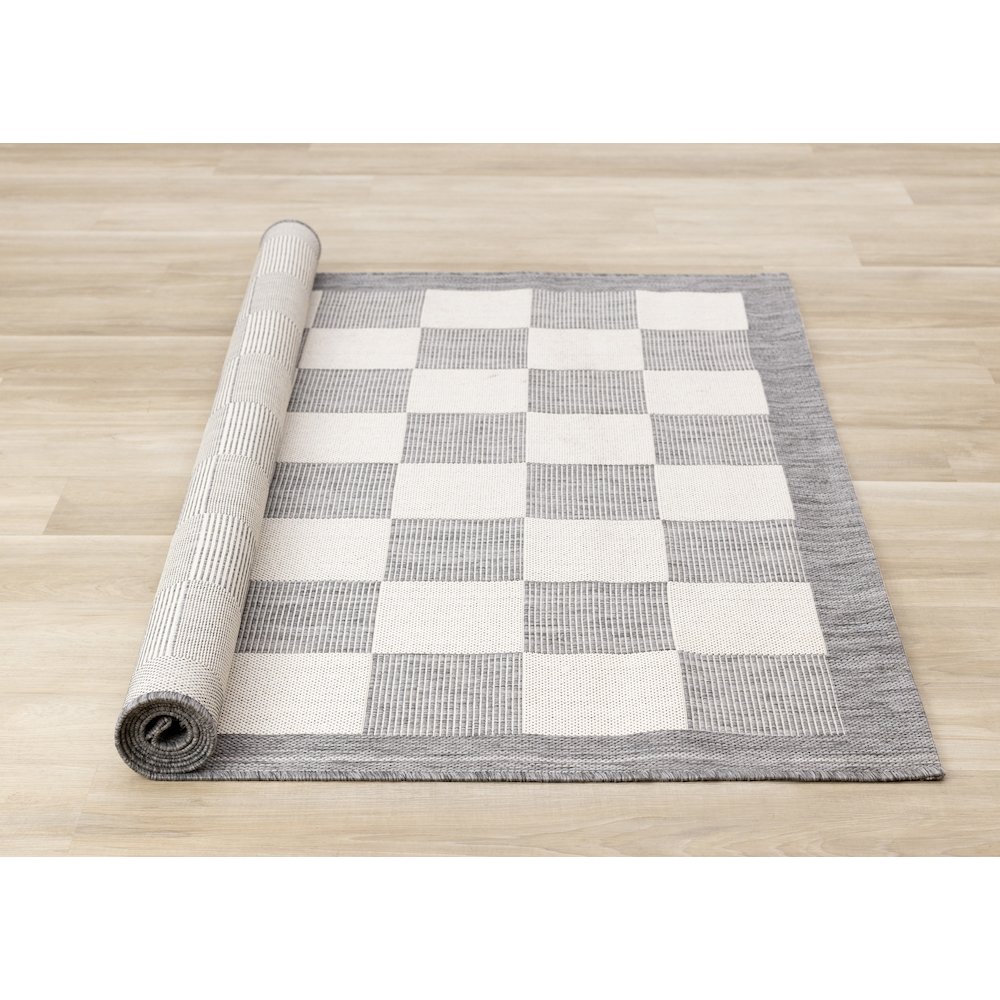 Jewel Grey Cream Border Indoor/Outdoor Area Rug, 7'10" x 10'6". Picture 8