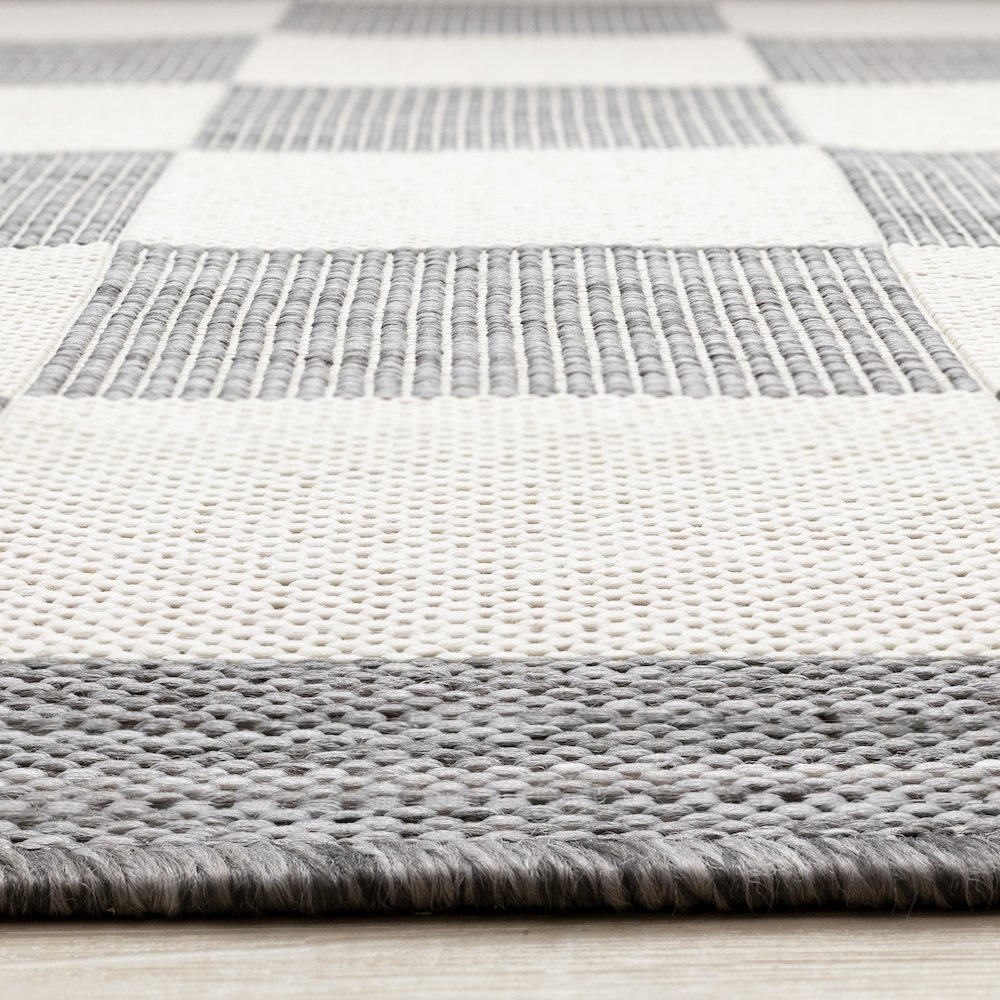 Jewel Grey Cream Border Indoor/Outdoor Area Rug, 7'10" x 10'6". Picture 5