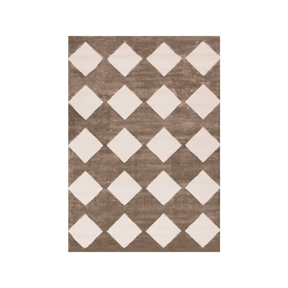 Logan Brown Cream Diamond Checkered Rug, 7'10'' x 10'6''. Picture 1