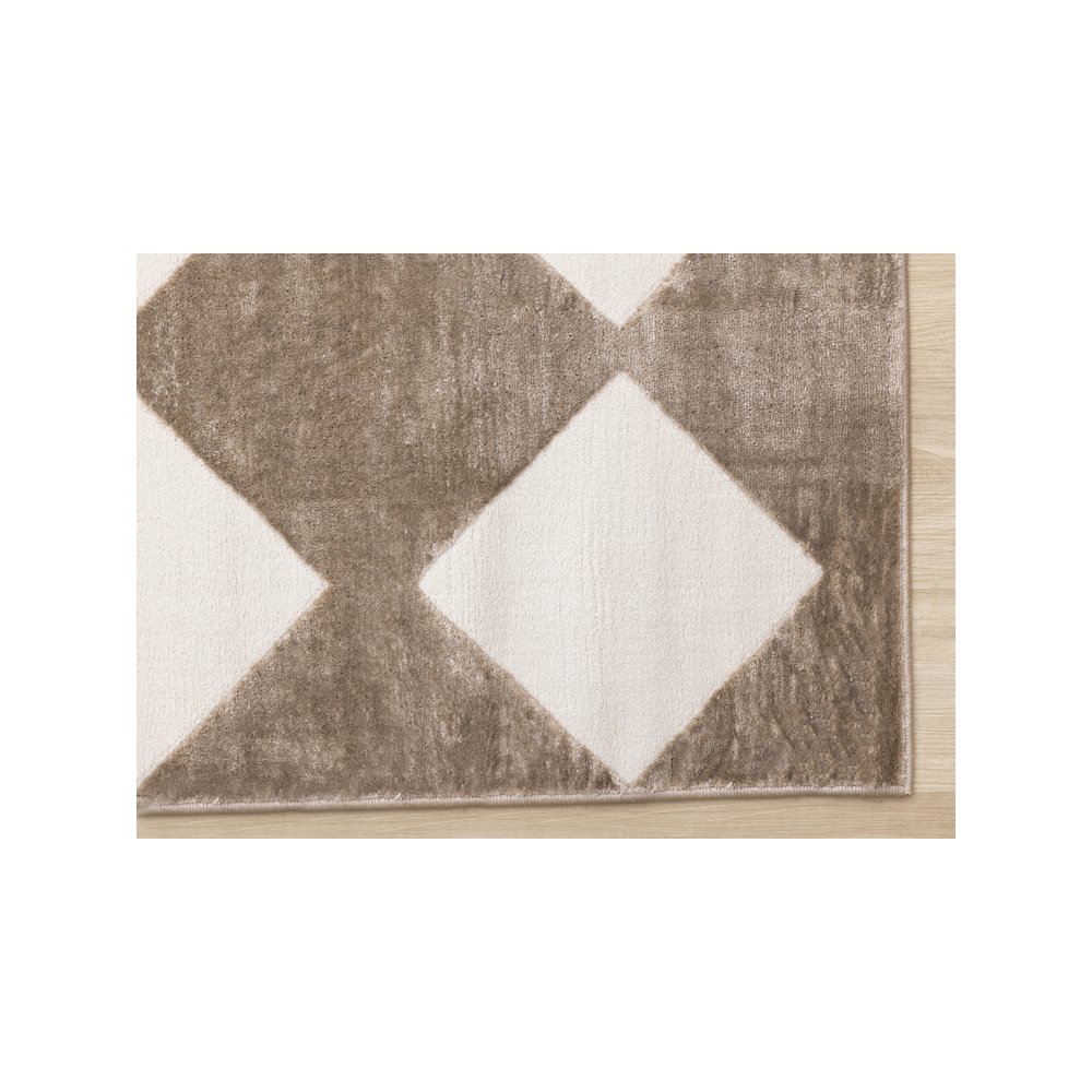 Logan Brown Cream Diamond Checkered Rug, 7'10'' x 10'6''. Picture 6