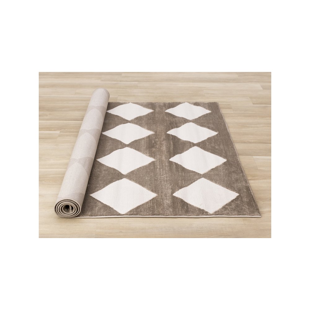 Logan Brown Cream Diamond Checkered Rug, 7'10'' x 10'6''. Picture 8