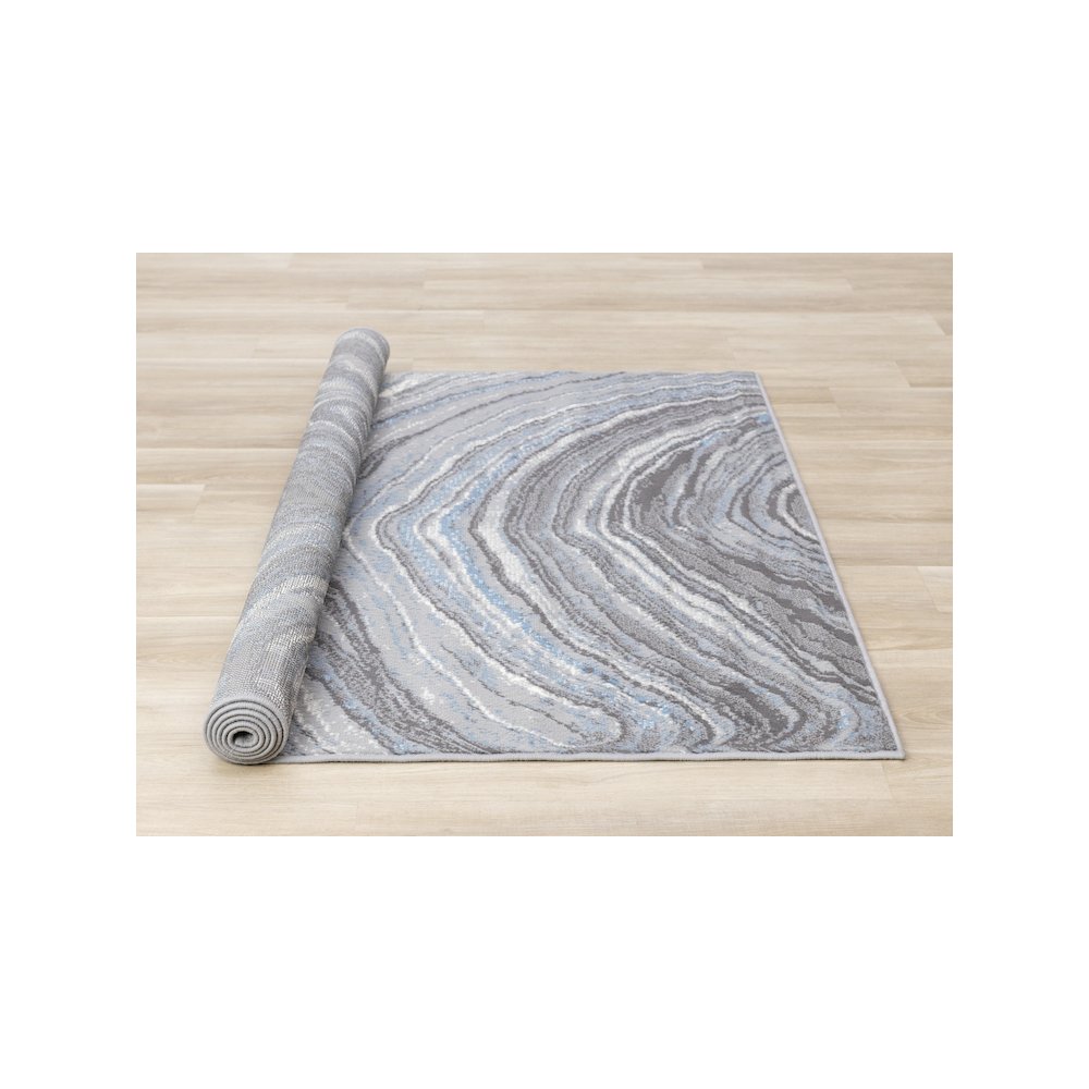 Abstract Grey Blue White Large Area Rug, 7x10 Functional Carpet. Picture 8