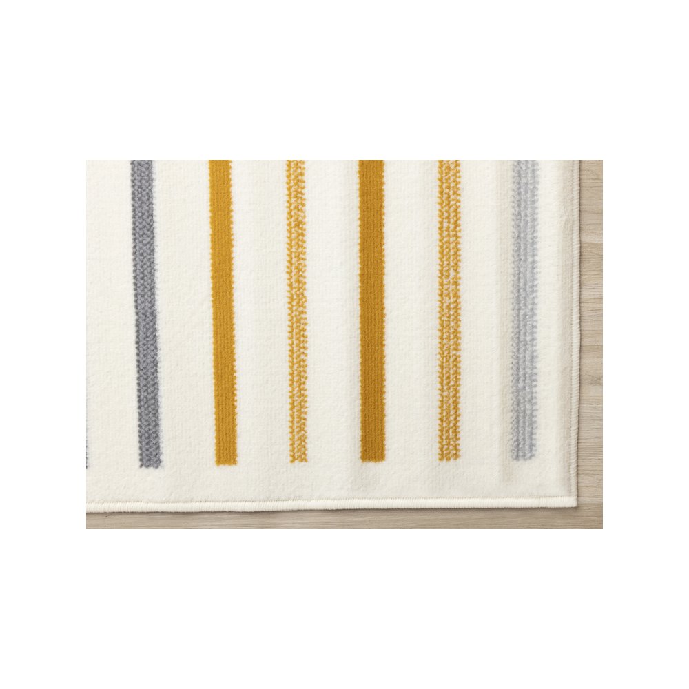 Functional Style Yellow Grey White Curves Rug, 7'9" x 10'6". Picture 6