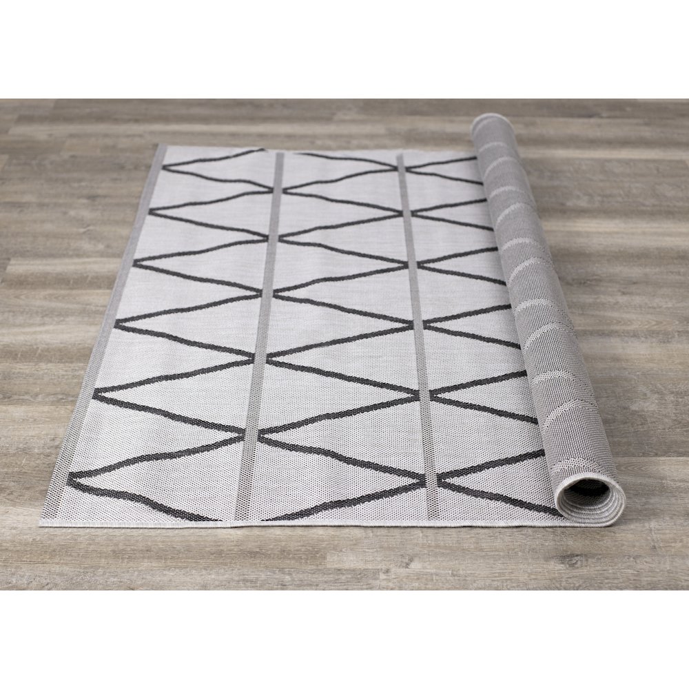 Jewel Grey Black Geometric Indoor/Outdoor Area Rug, 7'10" x 10'6". Picture 8