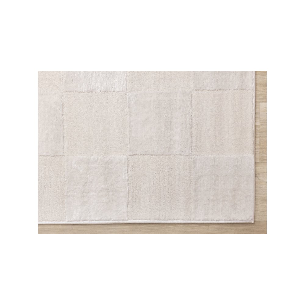 Soft Cream Checkered Area Rug, Beige Carpet Accent for Bedroom or Living Room. Picture 6